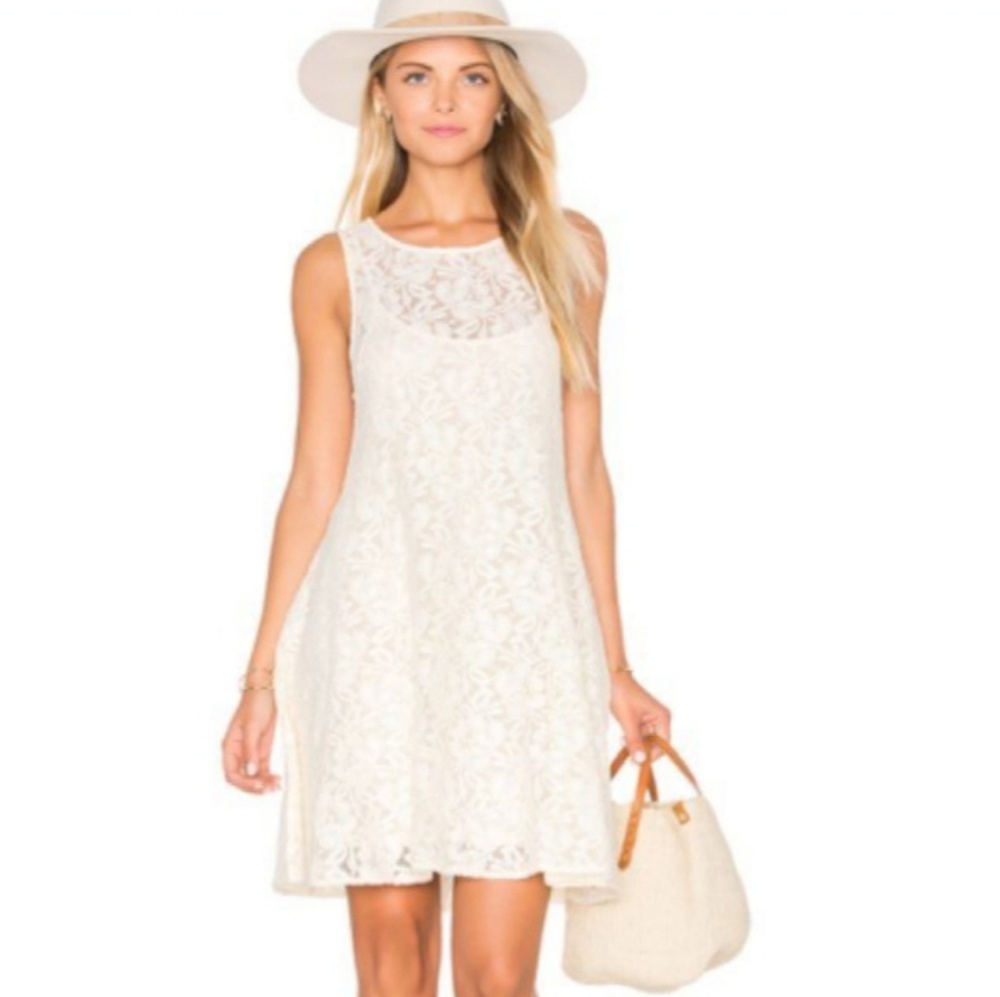 NWT Free People lace sleeveless mini dress ivory